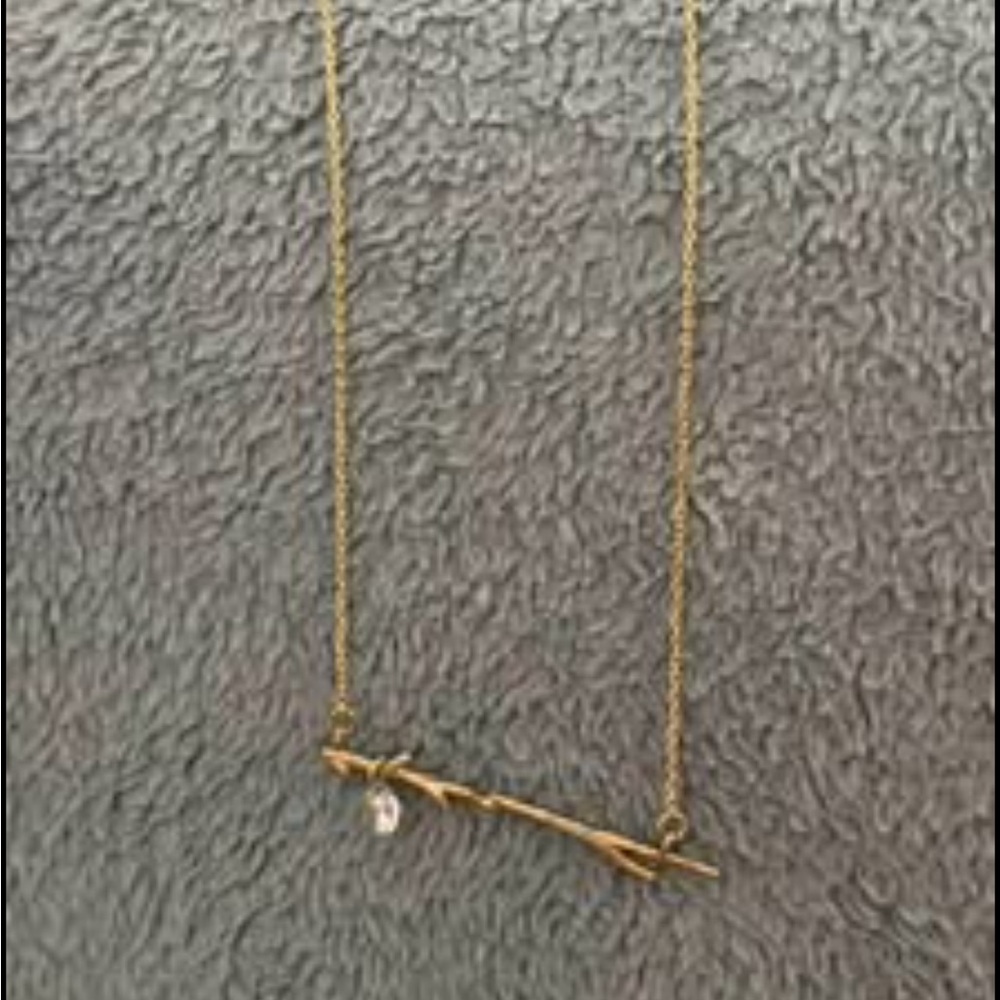 Gold plated branch necklace with crystal charm